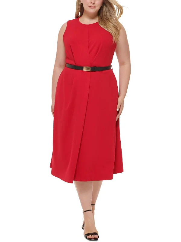 ladies-midi-dress-puff-sleeve-pride-Plus Womens Sleeveless A-Line Midi Dress