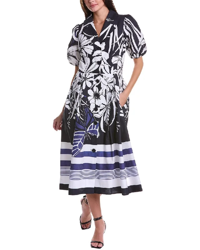 ladies-midi-dress-bright-bliss-Teri Jon by Rickie Freeman Midi Shirtdress