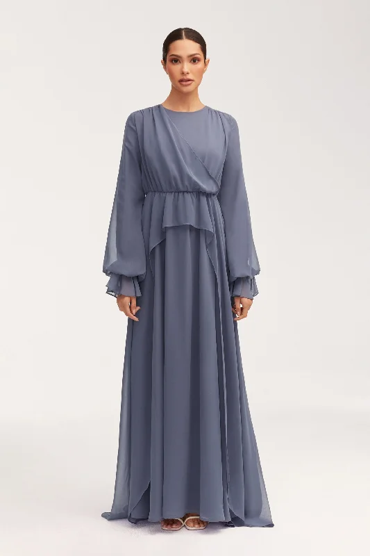 Women's maxi dress bride ripple -Aara Chiffon Maxi Dress -  Dusk