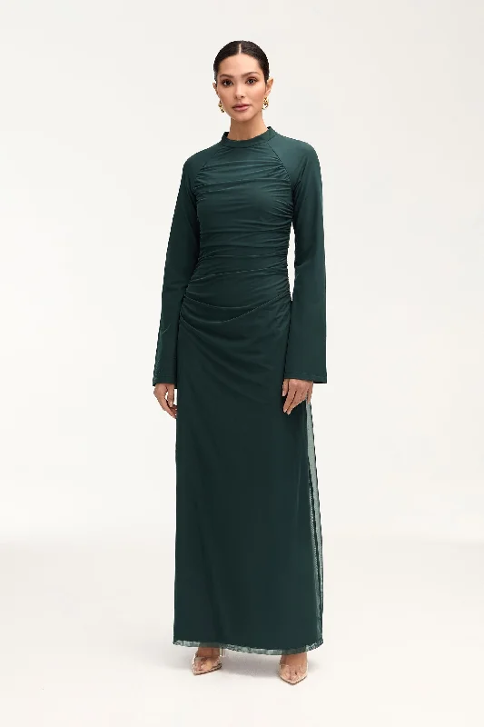 Women's maxi dress merry ripple -Emilia Rouched Maxi Dress - Enchanted Forest