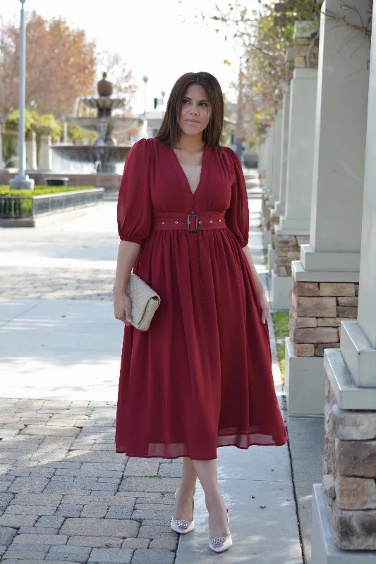 ladies-midi-dress-value-vogue-Bianca Merlot Midi Dress