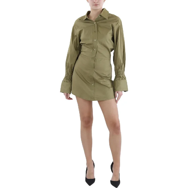 ladies-shirt-dress-budget-friendly-Hardin Womens Cotton Long Sleeve Shirtdress