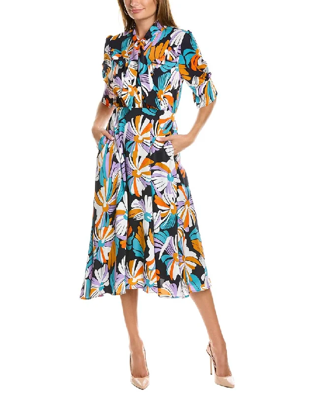 ladies-midi-dress-saffron-sweep-Gracia Flower Print Midi Dress