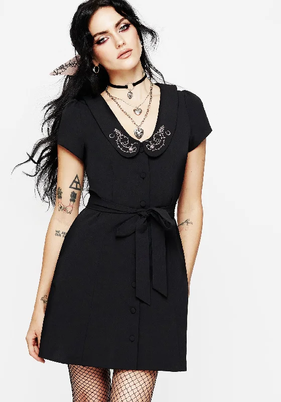 ladies-mini-dress-plunge-pop-Rosethorn Embroidered Collar Mini Shirt Dress