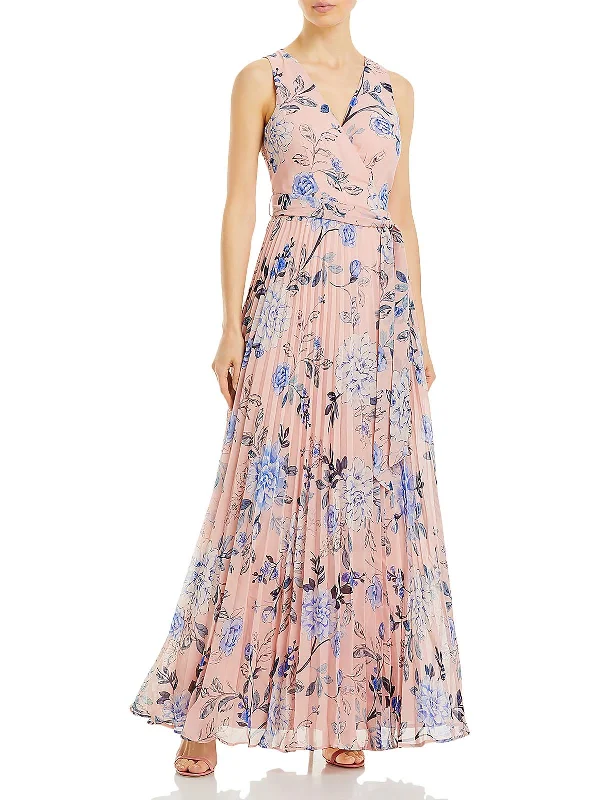 Women's maxi dress spin flow -Womens Chiffon Floral Maxi Dress