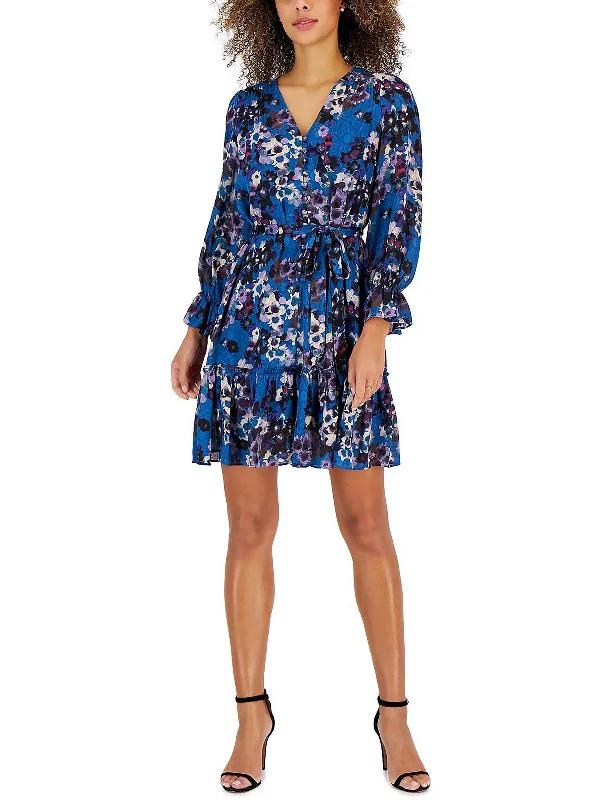 ladies-mini-dress-breathable-bop-Petites Womens Floral Fit & flare Mini Dress