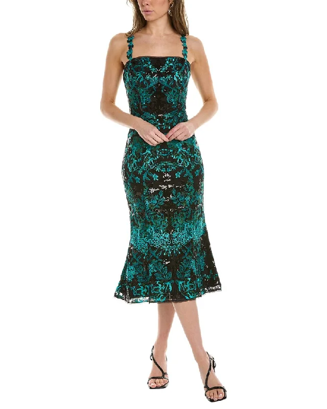 ladies-midi-dress-work-to-waltz-Marchesa Notte Embroidered Midi Dress