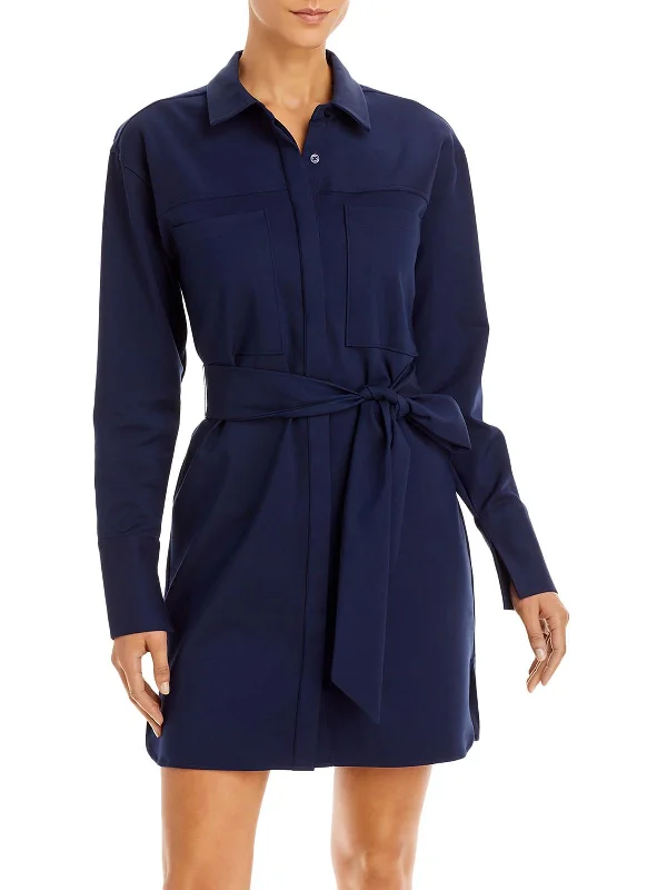 ladies-mini-dress-blush-bang-Womens Collared Mini Shirtdress