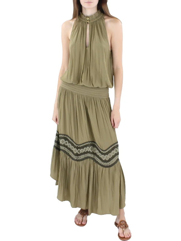 Women's maxi dress bloom flow -Lex Womens Lace Inset Sleeveless Maxi Dress