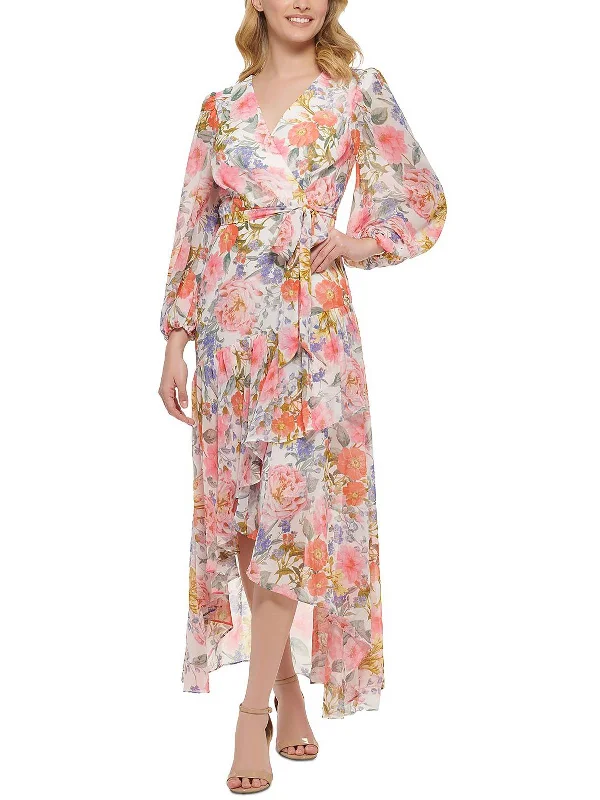 Women's maxi dress dusk sweep -Womens Floral Print Maxi Wrap Dress