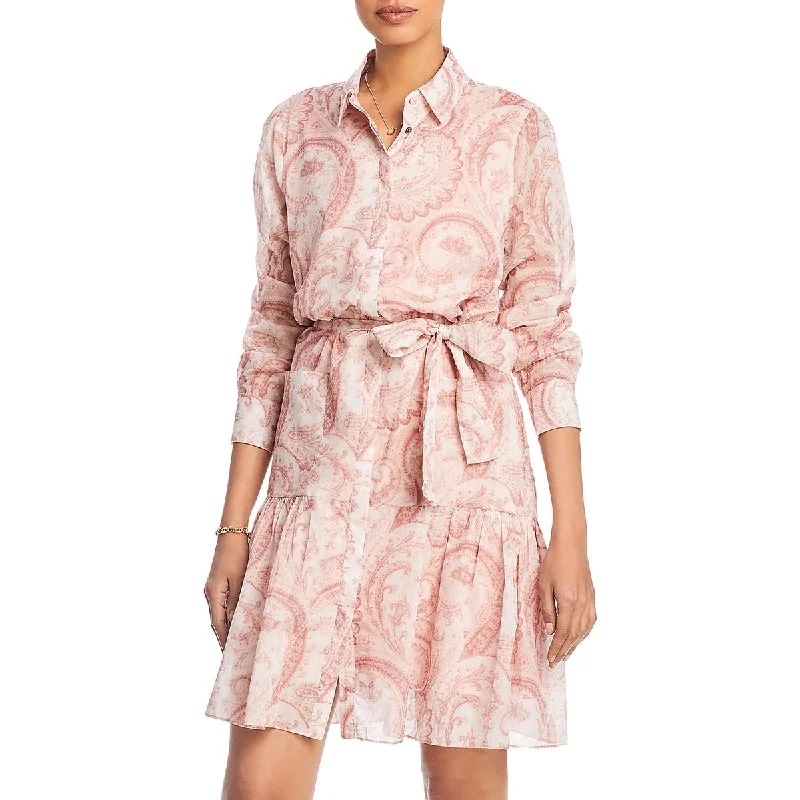 ladies-shirt-dress-eco-friendly-Cold Womens Paisley Knee-Length Shirtdress