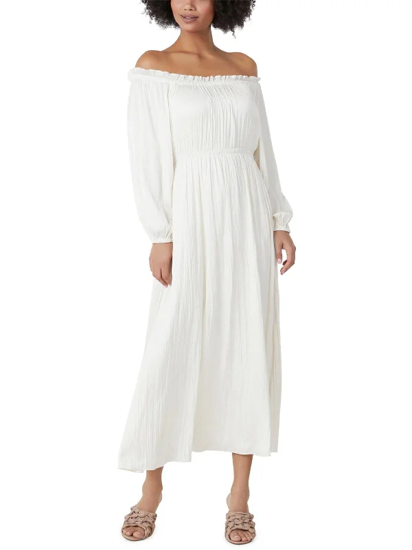 Women's maxi dress chill sweep -Womens Ruffled Off The Shoulder Maxi Dress