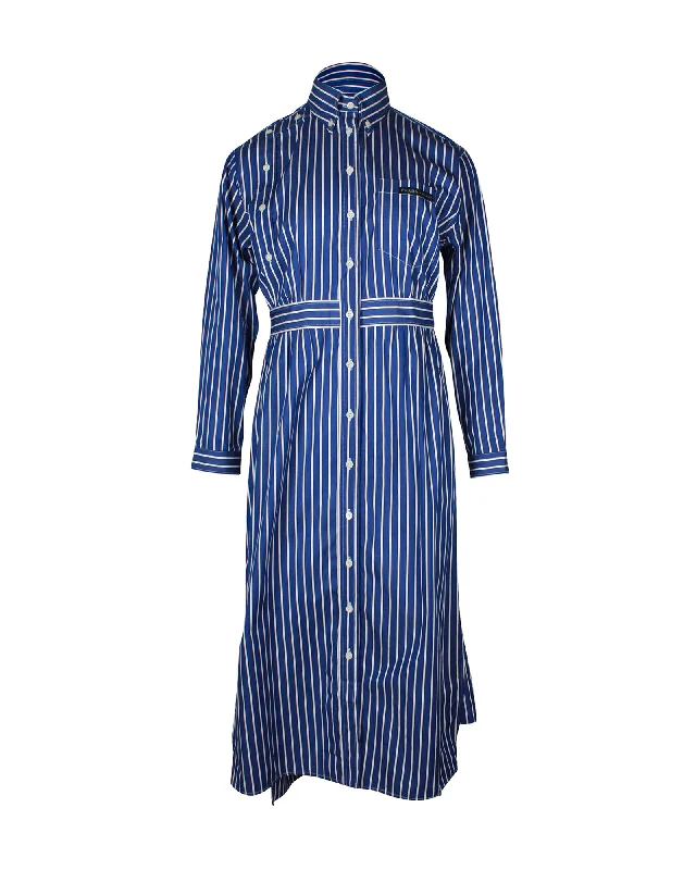 ladies-shirt-dress-blue-crisp-Prada Striped Shirt Dress in Blue Cotton