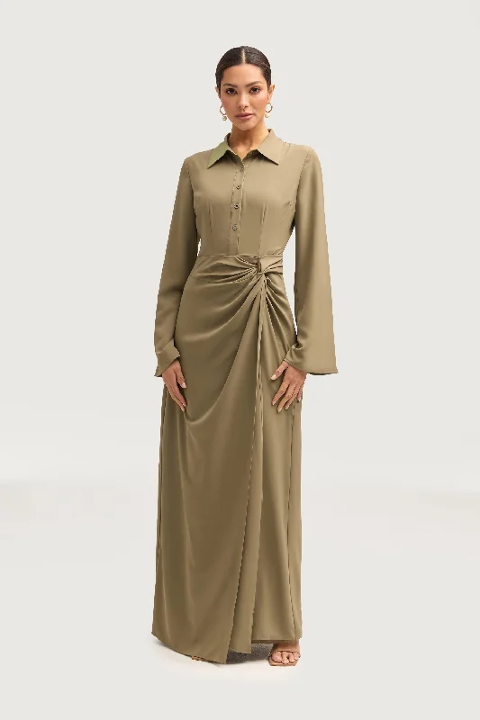 Women's maxi dress shine sweep -Tamara Wrap Maxi Dress - Za'atar