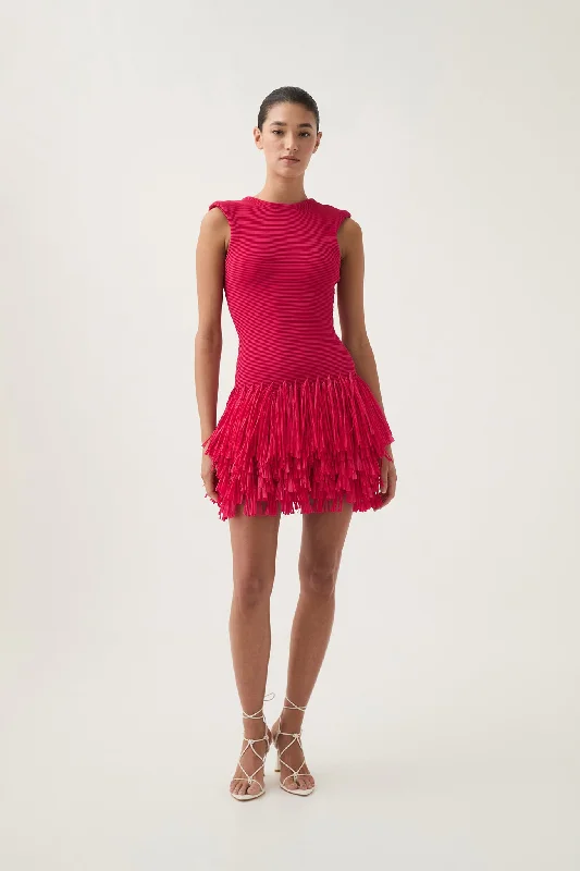 ladies-mini-dress-glitter-gusto-Rushes Raffia Knit Mini Dress