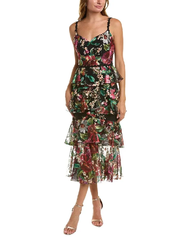 Women's maxi dress rose whisper -Marchesa Notte Tiered Maxi Dress