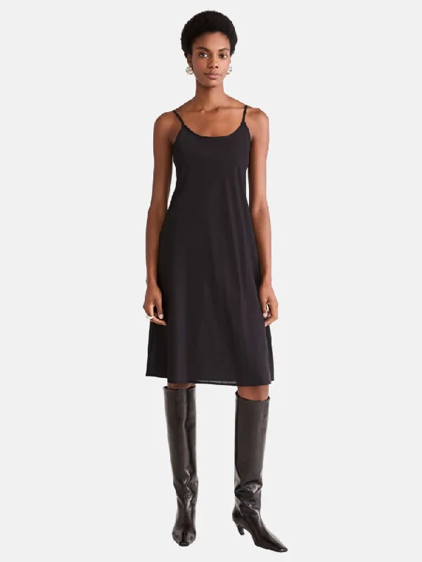 ladies-midi-dress-stretchy-sweep-Midi Slip Dress in Black