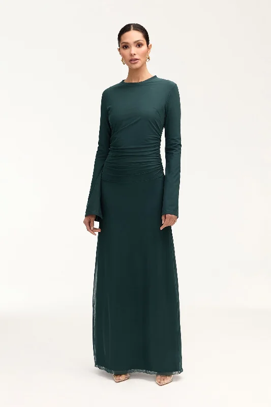 Women's maxi dress fun flow -Arianna Rouched Maxi Dress - Enchanted Forest