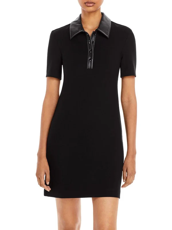 ladies-mini-dress-influencer-itch-Jay Womens Faux Trim Mini Shirtdress