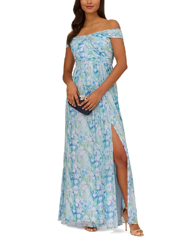 Women's maxi dress bare flow -Adrianna Papell Soft Off The Shoulder Maxi Dress