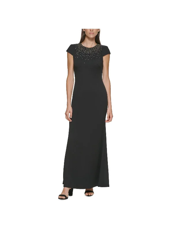 Women's maxi dress free ripple -Womens Embellished Maxi Evening Dress