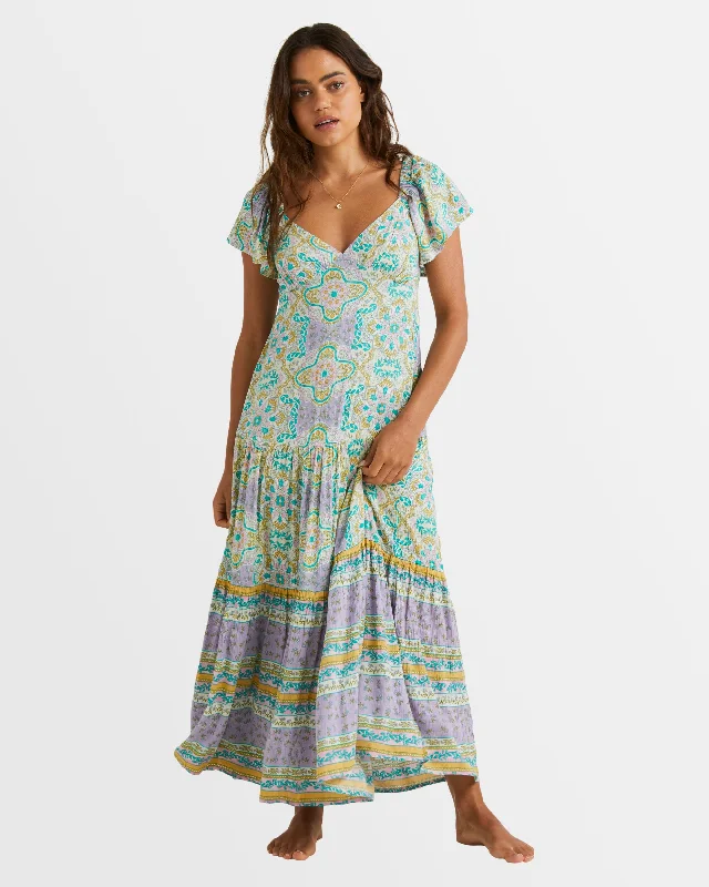 Women's maxi dress zip flow -Womens Summerside Maxi Dress