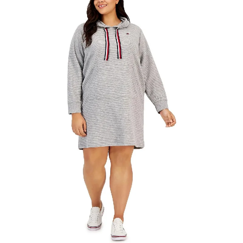 ladies-shirt-dress-influencer-pick-Plus Womens Hooded Ribbed Sweatshirt Dress