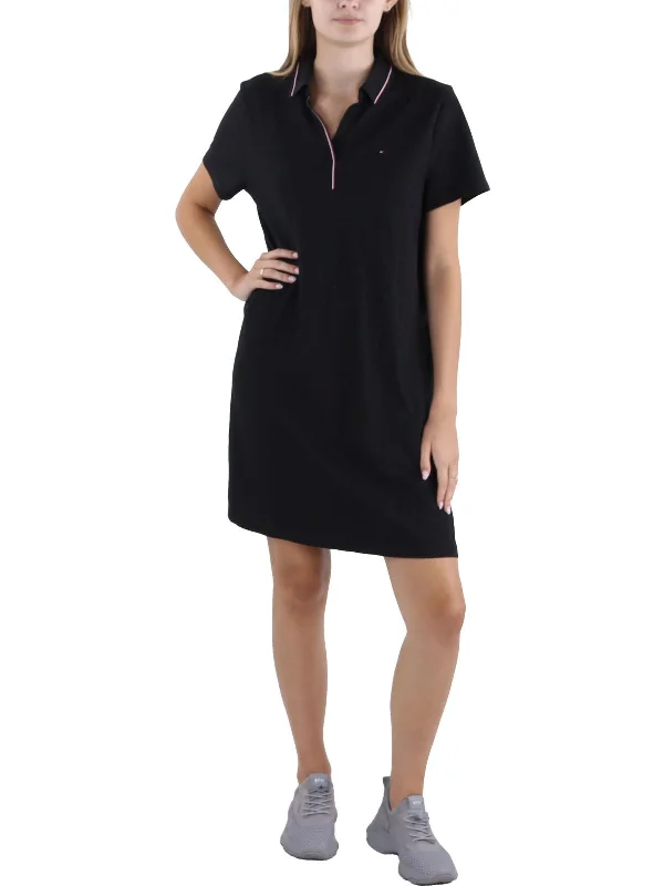 ladies-shirt-dress-feminine-flair-Womens Polo Short Shirtdress