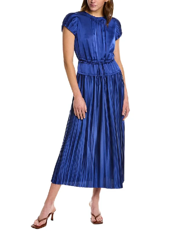 ladies-midi-dress-high-waist-harmony-Rebecca Taylor Pleated Sleeve Midi Dress