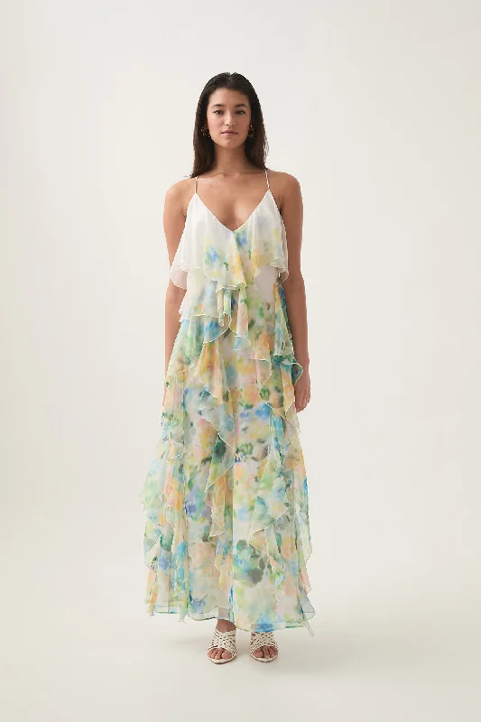 Women's maxi dress day drift -Dreamscape Frill Maxi Dress