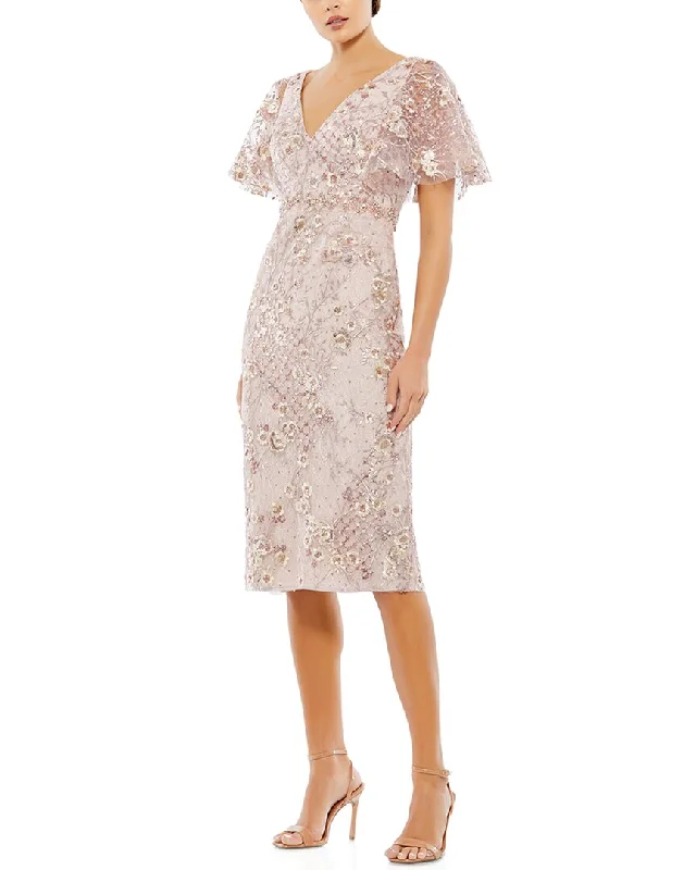 ladies-midi-dress-orchid-opulence-Mac Duggal Butterfly Sleeve Column Midi Dress