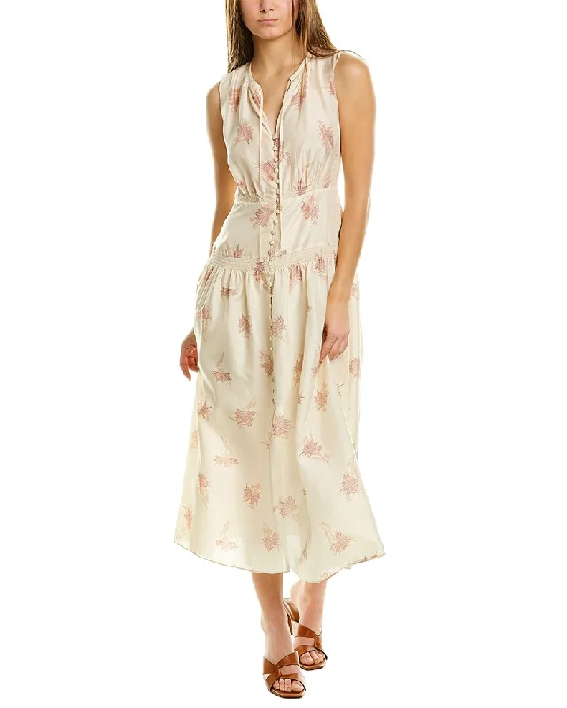 ladies-midi-dress-open-back-orchid-Rebecca Taylor Nora Floral Silk Midi Dress