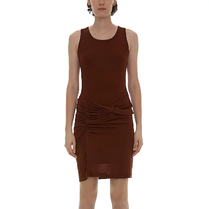 ladies-shirt-dress-high-collar-Womens Mini Tank Dress T-Shirt Dress