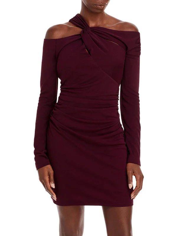 Women's bodycon dress casual Friday -Circe Womens Gathered Cold Shoulder Bodycon Dress