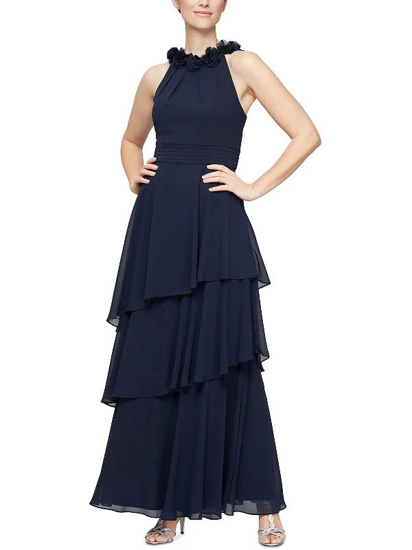 Women's maxi dress loud sweep -Womens Halter Maxi Evening Dress