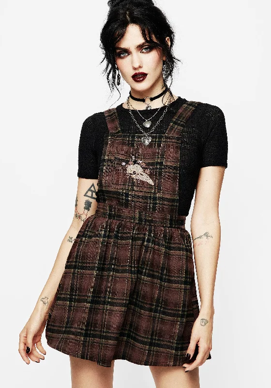 ladies-mini-dress-influencer-itch-Hickory Embroidered Check Mini Pinafore Dress