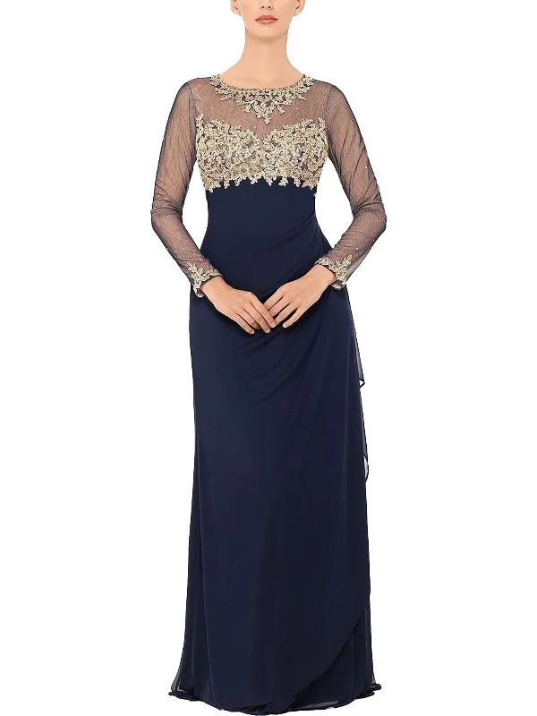 Women's maxi dress spin flow -Womens Embroiedered Maxi Evening Dress