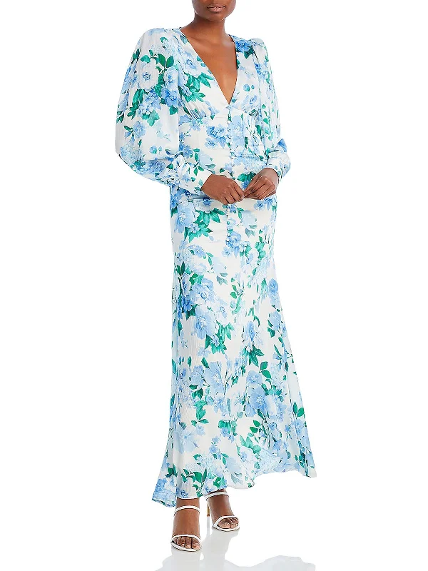 Women's maxi dress striking hue -Lisette Womens Chiffon Floral Maxi Dress