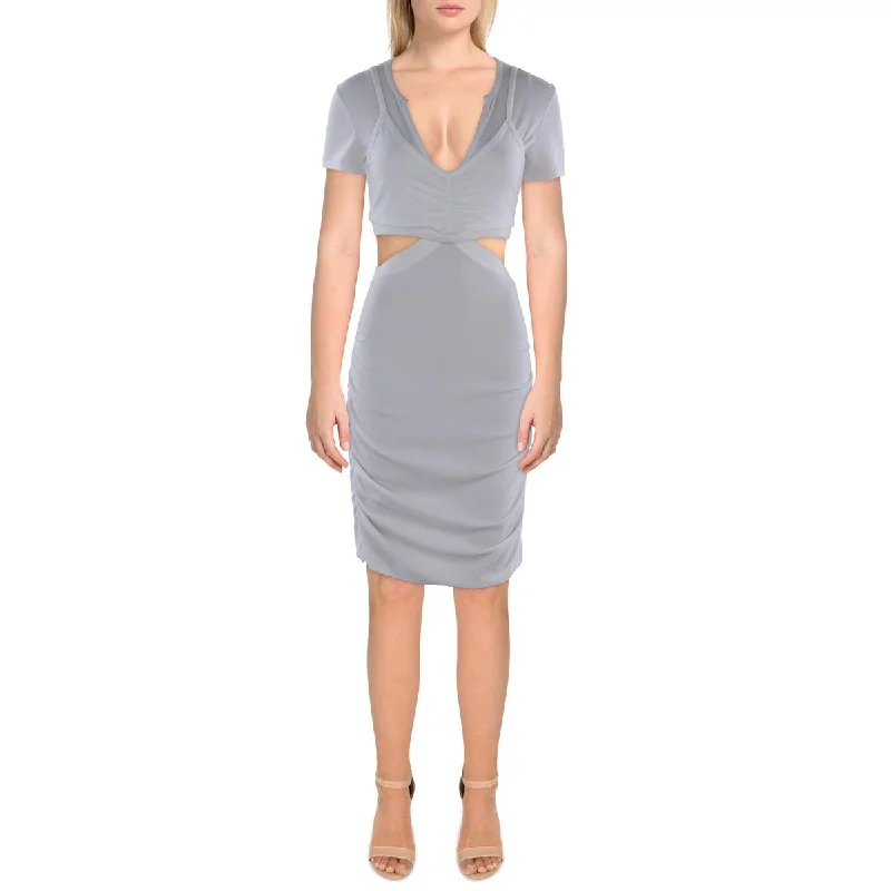 Women's bodycon dress sleek -Womens Knee-Length Cutout Bodycon Dress