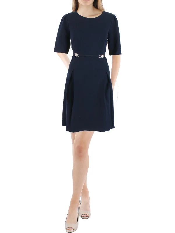 ladies-mini-dress-pleated-pulse-Womens Mini Belted Wear to Work Dress