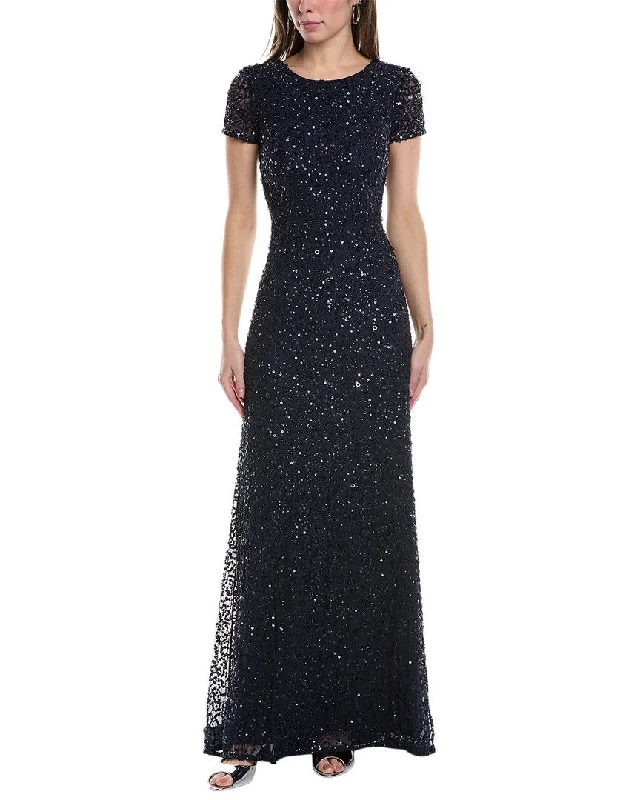 Women's maxi dress frill flow -Adrianna Papell Sequin Maxi Dress