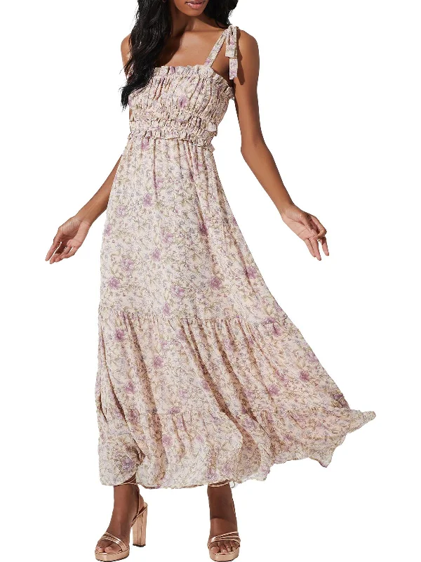 Women's maxi dress pure drift -Womens Floral Ruffled Maxi Dress