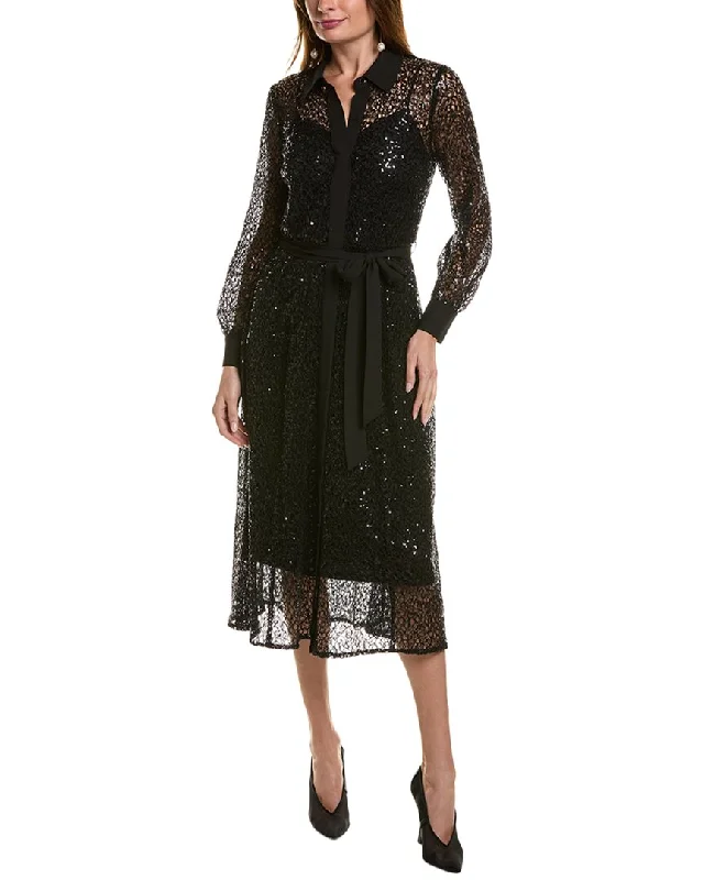 ladies-shirt-dress-feminine-flair-Anne Klein Sequin Lace Shirtdress