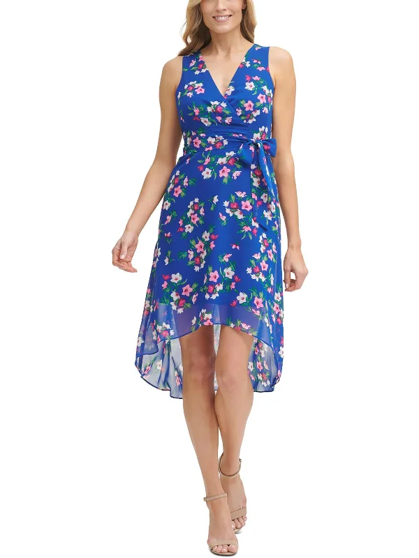 ladies-midi-dress-royal-ripple-Petites Womens Chiffon Printed Midi Dress