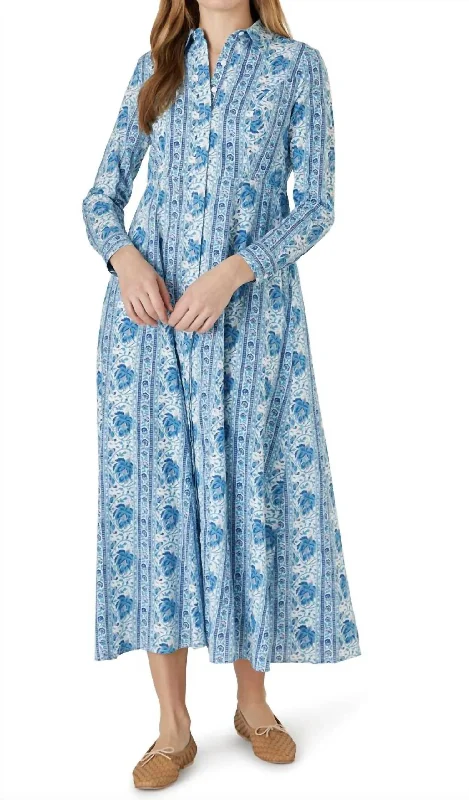 ladies-shirt-dress-shirt-tail-hem-Classic Shirt Dress In Mumbai Stripe Blue