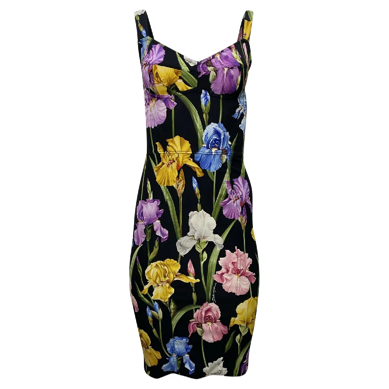 Women's bodycon dress travel -Dolce & Gabbana Floral Print Mini Bodycon Dress in Multicolor Viscose