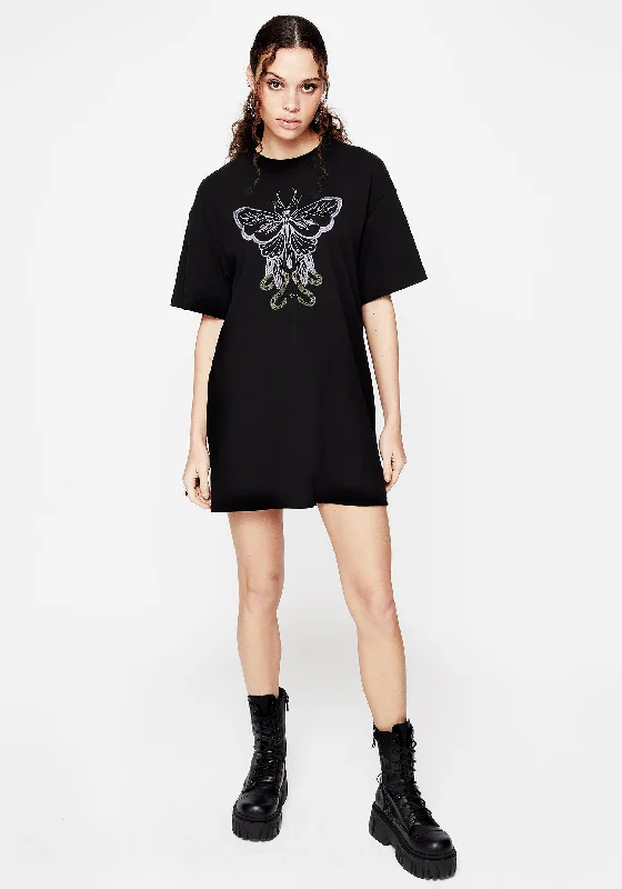 ladies-mini-dress-high-waist-hype-Mimicry Embroidered Mini Tee Dress