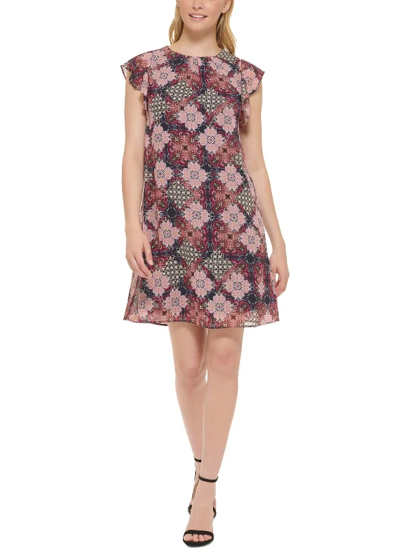 ladies-midi-dress-tropical-tide-Womens Printed Midi Shift Dress