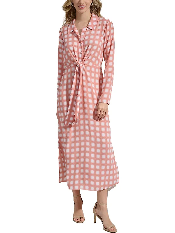 ladies-shirt-dress-picnic-outfit-Womens Printed Midi Shirtdress