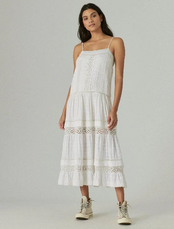 Women's maxi dress cotton drift -Lucky Brand Womens Lace Maxi Dress